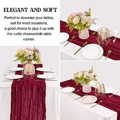 0FT Cheesecloth Table Runner Boho Gauze Fabric Table Runner Rustic 1 Burgundy