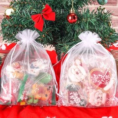 Elegant 50pcs White Organza Drawstring Gift Bags – 6×9 Inches for Events