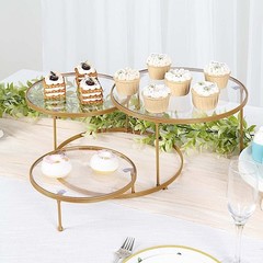 Gold Clear 23″ Round 3 Tier Metal Cake Dessert Stand Acrylic Plates Party Events