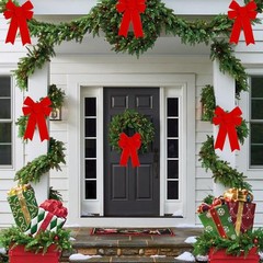 Hongsome 10 Pack Red Bows Christmas Tree Decorations,9”x13”Large Multicolor