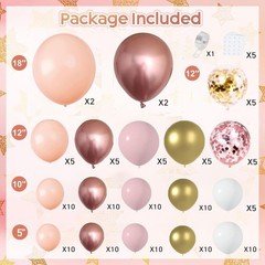 Rose Gold Balloon Garland Kit, 18inch 12inch 10inch 5inch, White