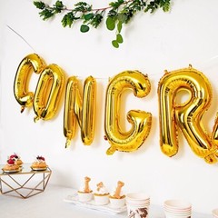 Gold 13″ Congrats Mylar Foil Balloon BANNER Party Events Decorations Supplies