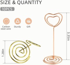 10 Pcs Heart Shaped Table Number Stand and Place Card Holder – Mini Wire Picture