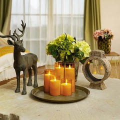 Flickering Flameless Candles, Battery Operated Acrylic LED Pillar Amber