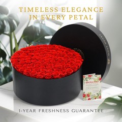 Moss Heart 100 Preserved Roses, Forever Flowers for Delivery 100 Red