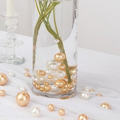 200 Assorted OFF WHITE GOLD Faux PEARL BEADS Vase Fillers DIY Crafts Party Event