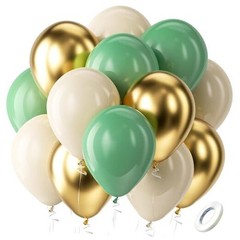 Sage Green Gold White Balloons Kit 60pcs 12 in Sage Green Gold and Sand White