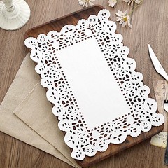 100 WHITE 14″ Rectangular Disposable Lace PAPER DOILIES PLACEMATS Party Supplies