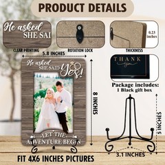 Engagement Gifts Picture Frame, He Asked She Said Yes Photo Frame, Wedding En…