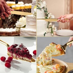 Wedding Cake Cutting Set – Gold Knife & Server, Stainless Steel