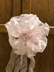30 Blush Light Pink Pew Bows with Pearl Center Detail