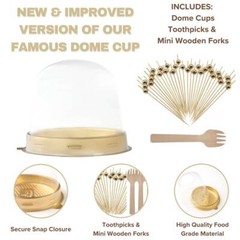 Charcuterie Dome Containers Cups with Mini Wooden Forks for Food Favor Dessert