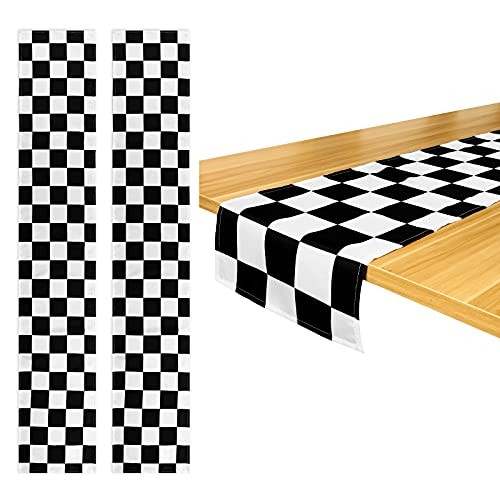 2 Pack Table Runner Black and White Tablecloths 12.6 x 72 Inch Checkered