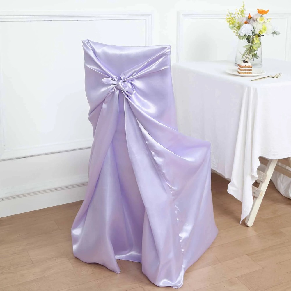 6 Lavender SATIN UNIVERSAL CHAIR COVER for Wedding Banquet Reception Decorations