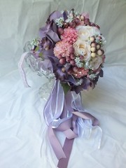 Wedding Bouquets 4pc package Bridal Bouquet SILK flowers Purple Orchid Hand Made