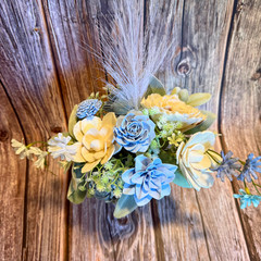 Sola Wood Dusty Blue Wedding Floral Table Centerpieces Set of 3 Mason Jar Decor