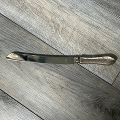 Vintage Sheffield Serrated Cake Knife Sterling Silver Handle Wedding Bread Knife