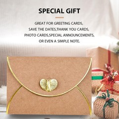 30 Pcs Mini Envelopes With Gold Heart Shaped Clasp, 25*15CM, Kraft
