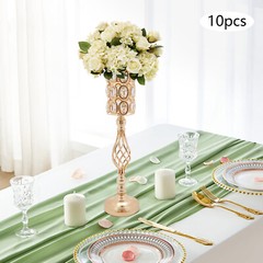 10pc 24″ Tall Gold Iron Crystal Beaded Vases Wedding Party Centerpieces Supplies