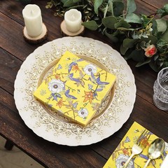 20 Yellow 13×13 in Cocktail Paper Napkins Floral Design Wedding 13″,