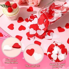 Red and White Heart Confetti, Valentine’s Day Paper Confetti Romantic Love