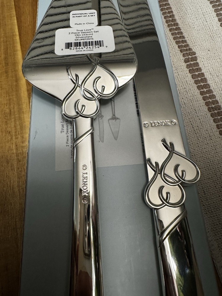 Lenox True Love 2-Piece Silver Plated Cake Knife and Server Set – Open Box