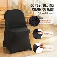 Uimoso 50PCS Black Stretch Spandex Chair Covers for Events and Dining