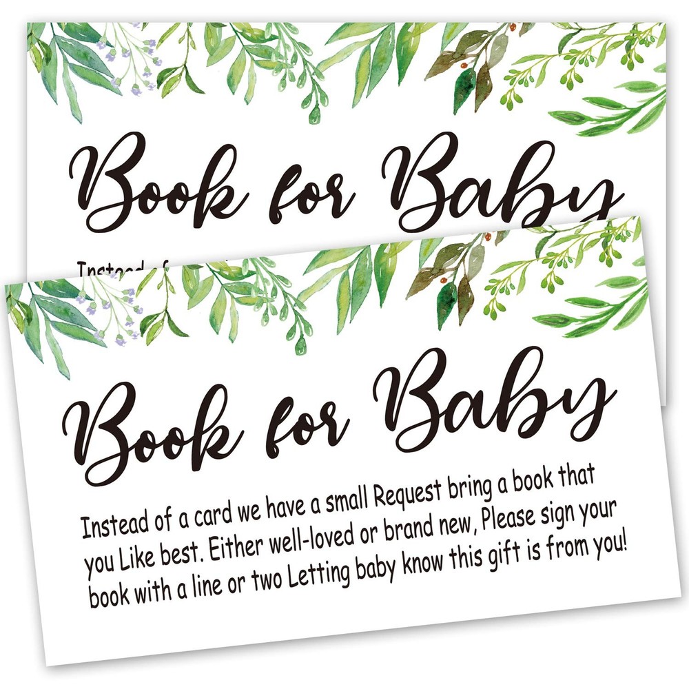Books for Baby Shower Request Cards,50 Greenery 50 Count (Pack of 1), Green