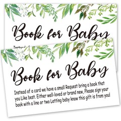 Books for Baby Shower Request Cards,50 Greenery 50 Count (Pack of 1), Green