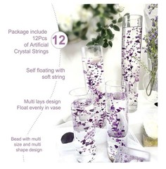 12pcs Purple Crystal String, for Floating Candles Centerpieces Table Decorations