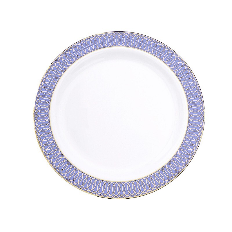 10 Round 10″ Plastic Dinner Plates Spiral Rim Design Party Events Decorations