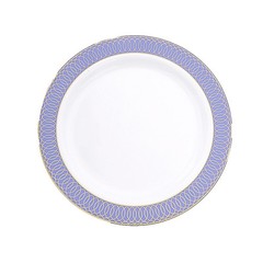 10 Round 10″ Plastic Dinner Plates Spiral Rim Design Party Events Decorations