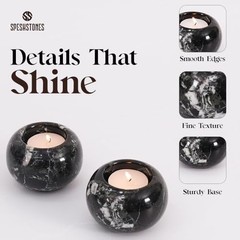 Marble Tealight Candle Holder 3-Inch Handmade Black Mini Votive Holder for