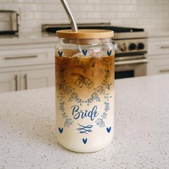 Something Blue Bride to be Gifts Glass Tumbler for 16 Ounces, Transparent