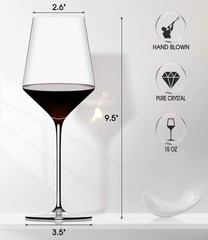 Red Wine Glasses Set of 4, Premium Crystal Wine Glasses Hand Blown,15 oz,Thin…