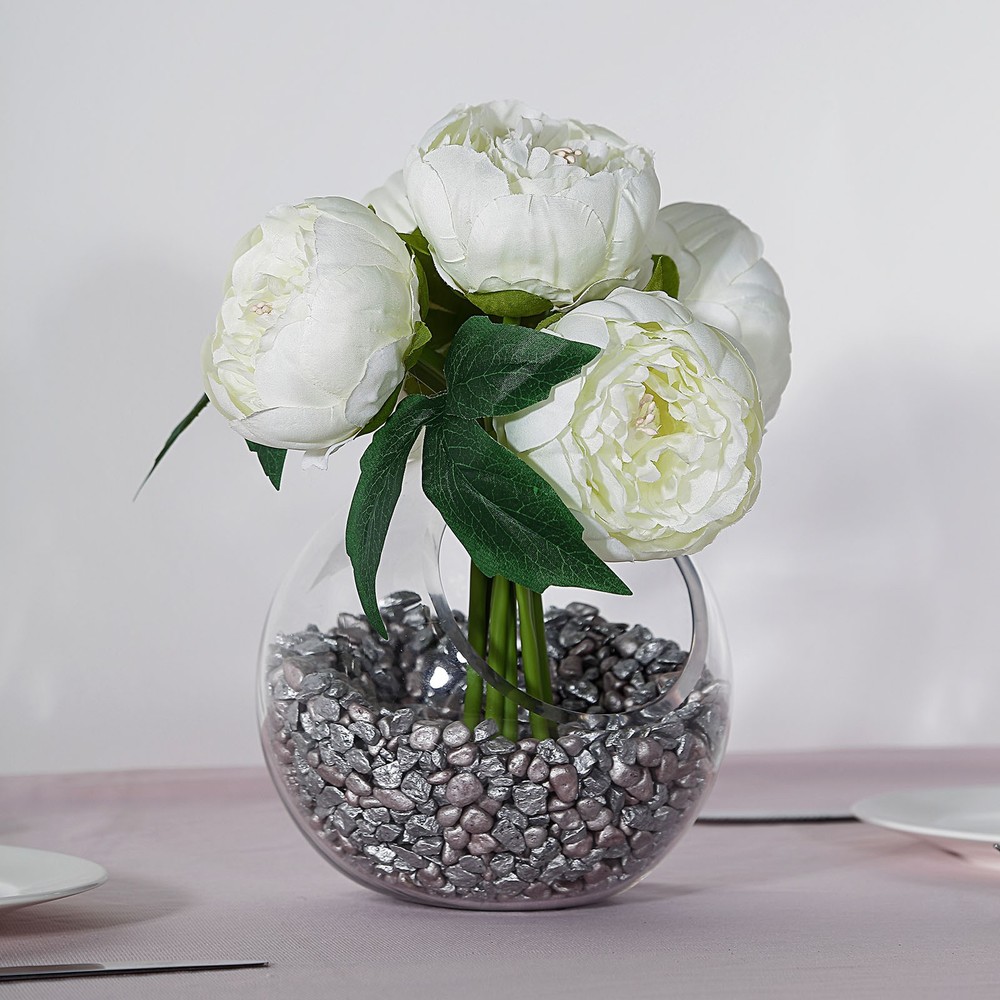 CREAM 10″ Silk Artificial Peony Flowers Bouquet Arrangement Wedding Centerpieces