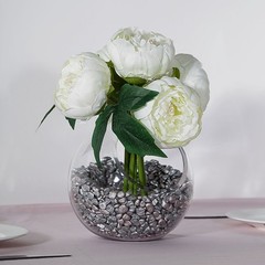 CREAM 10″ Silk Artificial Peony Flowers Bouquet Arrangement Wedding Centerpieces