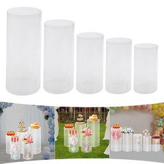 Wedding Table Flower Stand Clear Cylinder Pedestal Set 5 Pcs 77 Lbs Capacity