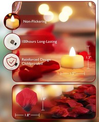 2000pcs Artificial Rose Petals with 24 LED Tea Lights
