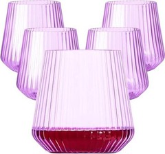 Lueumxc 40 Pack Plastic Ribbed Wine Glasses, 14Oz Origami 14oz-purple-40pack