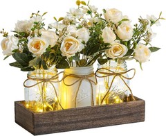 3 Pcs Mason Jar Centerpiece Table Decorations for Dining Farmhouse Coffee Table