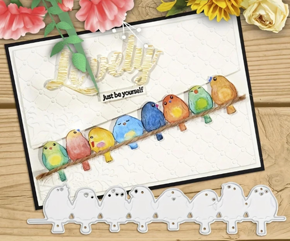 Cute Birds Metal Die Cuts,Cute 8Pcs Birds Frame Background Wedding Cutting Di…