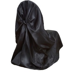 50 BLACK SATIN UNIVERSAL CHAIR COVERS for Wedding Reception Party Decorations