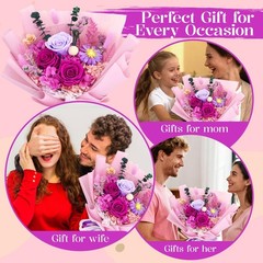 Preserved Flowers for Delivery, Purple Flowers Fresh Bouquet with Gift Box, F…