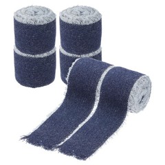 For Uxcell Denim Ribbon, 6 Rolls 1.5»×2 Yard Frayed Fringe, Dark Blue