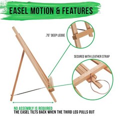 U.S. Art Supply 18″ Large Tabletop Display Easel – Beechwood Artist A-Frame D…
