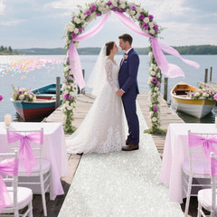 Glitter Carpet Runner 2.6FT X 30FT – Premium Non-Woven Sparkle Rug for Weddings,