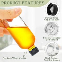 Showvigor 12 Pack 2oz Clear Glass Shot Bottles with Caps and…