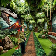 Dinosaur Jungle Party Decoration 42×118 Inches Forest Path Runner Rug Dino Ju…