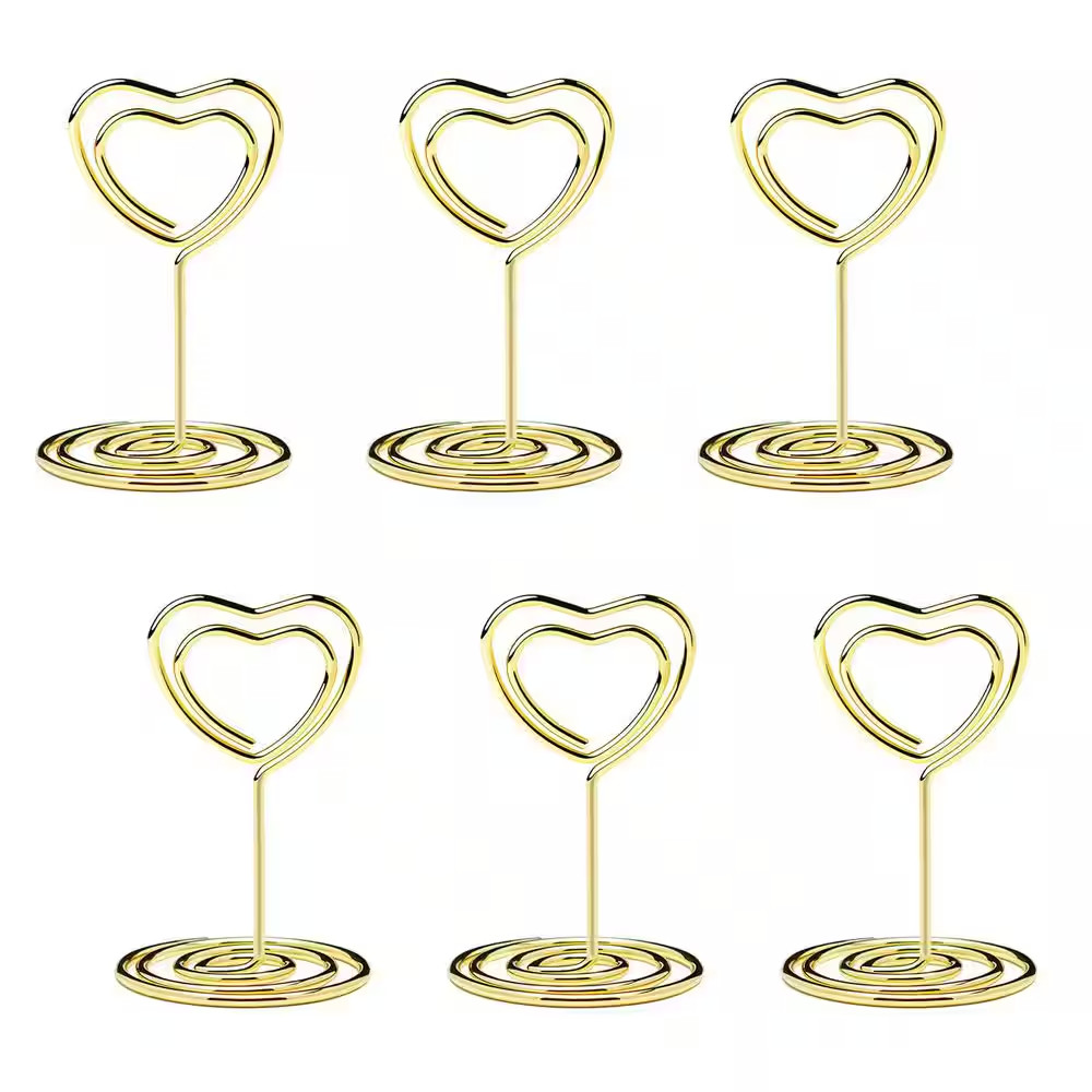 1.2 In. X 2 In. Gold Heart Nickel Place Card Holder Ser of 200 Pcs Table Sign Pi